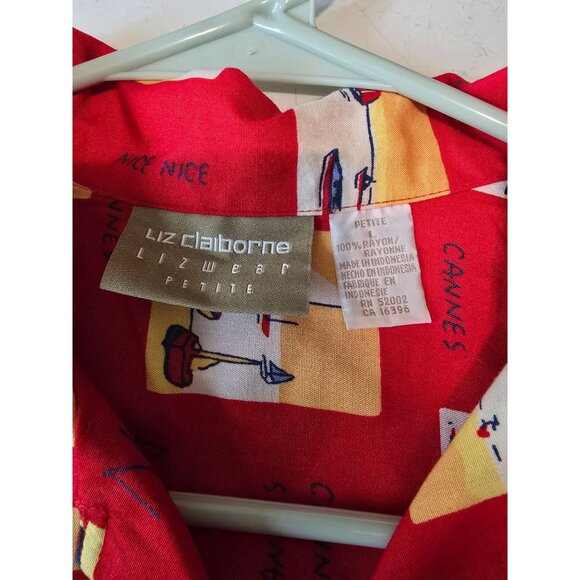 Vintage Liz Claiborne Nautical Cannes, St Tropez, Nice Sailboat Small, Front Tie - Picture 4 of 4